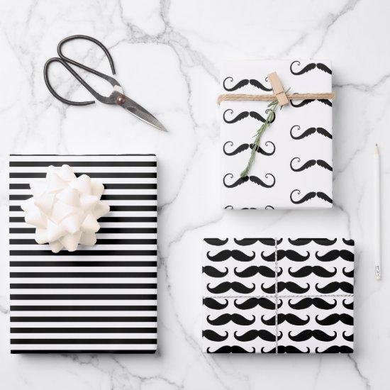 Black and White Stripes Mustaches  Sheets