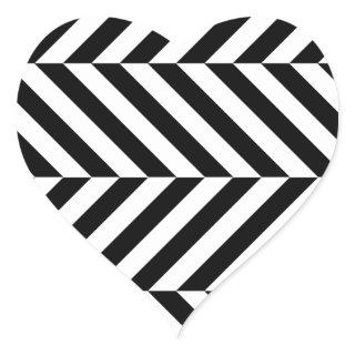 Black and white stripes pattern heart sticker