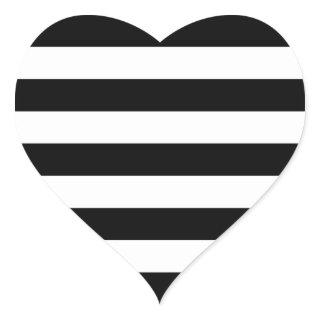 Black And White Stripes Stylish Heart Sticker