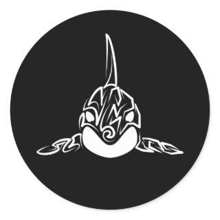 Black and White Tribal Orca Classic Round Sticker