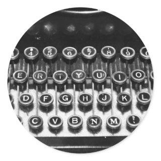 Black and White Typewriter Classic Round Sticker