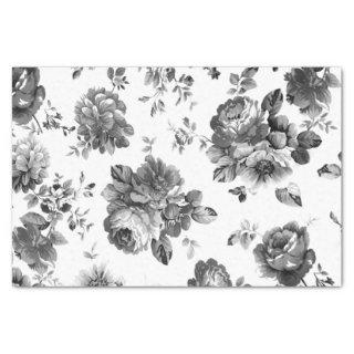 Black and White Vintage Floral Tissue Paper