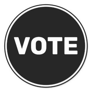 Black and White Vote Classic Round Sticker