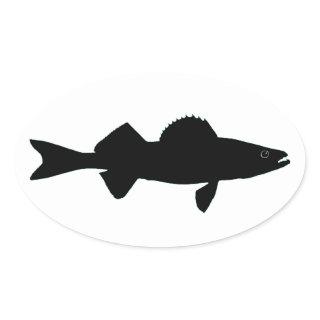 Black and White Walleye Logo Oval Sticker