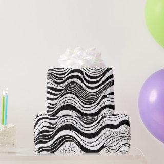 Black and White Wavy Abstract