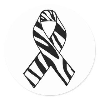 Black and White Zebra Stripe Awareness Ribbon Classic Round Sticker