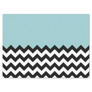 Black and White Zigzag Pattern, Chevron, Blue Tissue Paper