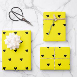 Black And Yellow Cute Tiny Hearts Minimalist    Sheets