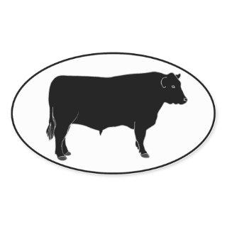 Black Angus Bull Oval Sticker