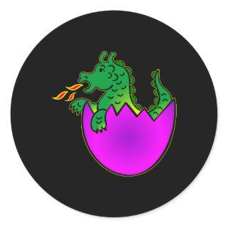 Black Baby Dragon Egg Classic Round Sticker