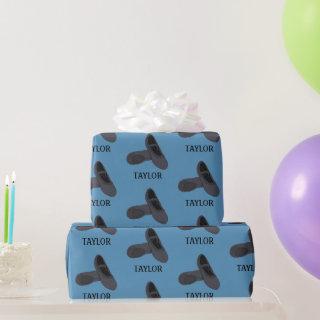 Black Ballet Shoes on Blue Background Personalized