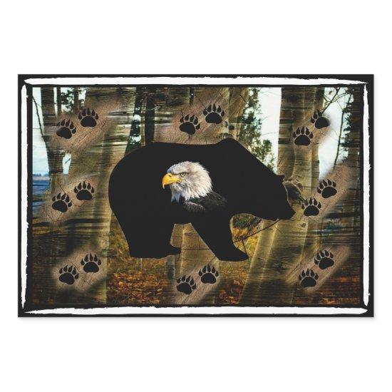 Black Bear Bald Eagle Bear Paw Prints Wilderness  Sheets