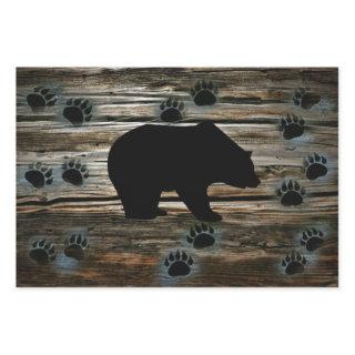 Black Bear Black Bear Paws Rustic Wood  Sheets