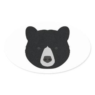 Black Bear Face Oval Sticker