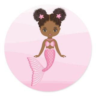 Black Beautiful Mermaid with Pink Fishtail Sticker