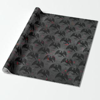 Black Birds and Hearts on Grey