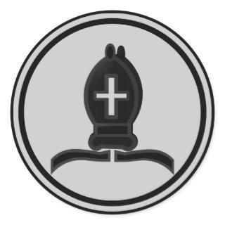 Black Bishop Chess Piece Classic Round Sticker