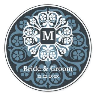 Black Blue Initial M Monogram Seal Party Favor