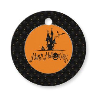 Black Boarder Happy Halloween Haunted House Favor Tags