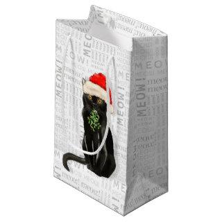 Black Bombay Cat Pounce on the Season Small Gift Bag