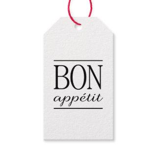 Black BON APPETIT Quote Dinner Typography Text Gift Tags