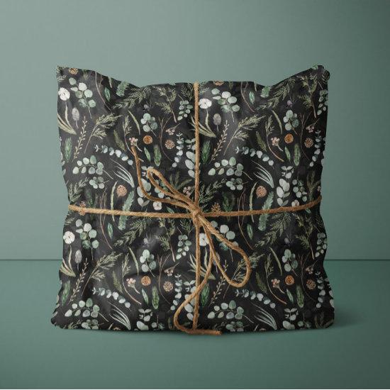 Black botanical elegant modern family gift wrap tissue paper