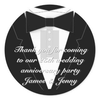 Black Bow Tie Tuxedo Classic Round Sticker