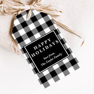 Black Buffalo Plaid Pattern Christmas Gift Tags