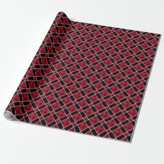 Black Burgundy Red & White Checkered Pattern