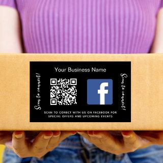 Black business name qr code Facebook Rectangular Sticker