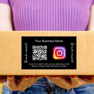 Black business name qr code Instagram Rectangular Sticker