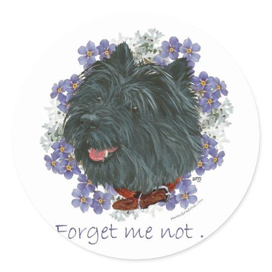 Black Cairn Terrier Forget-me-not Classic Round Sticker