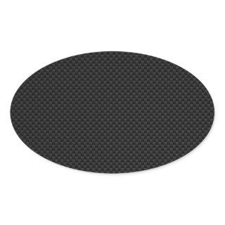 Black Carbon Fiber Style Print Oval Sticker
