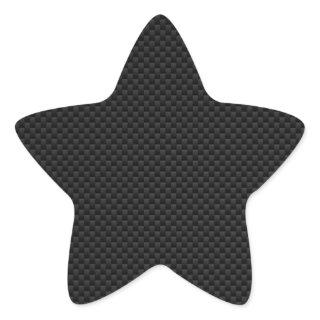 Black Carbon Fiber Style Print Star Sticker