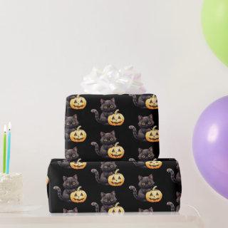 Black Cat and Jack-O' Lantern Pattern Halloween