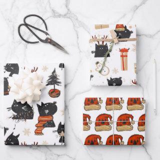 Black Cat Christmas 3 Sheet  Set