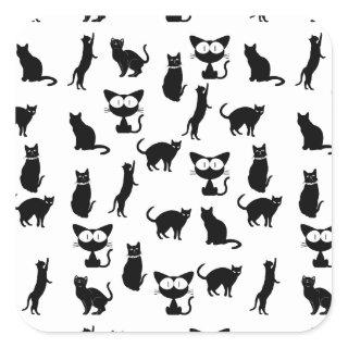Black Cat Illustrations Square Sticker