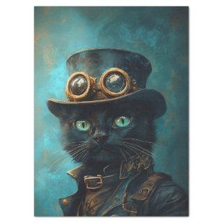 Black Cat in Steampunk Costume Decoupage Tissue Paper