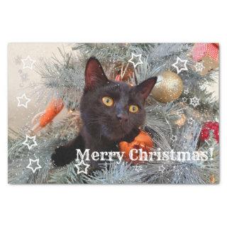 Black Cat Merry Christmas, Decoupage  Tissue Paper