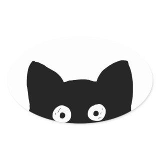 Black Cat Oval Sticker