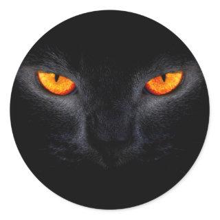 Black Cat with Orange Eyes Classic Round Sticker
