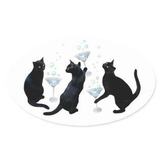 Black Cats Martinis Stickers