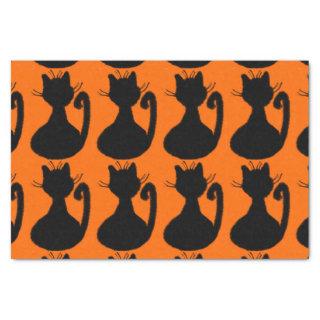 Black Cats Silhouette on Orange Tissue Paper
