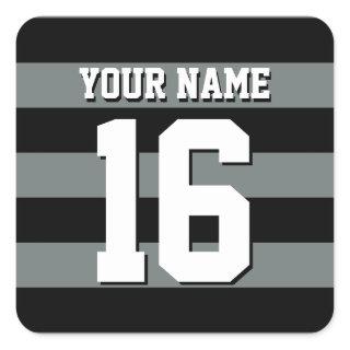 Black Charcoal Team Jersey Preppy Stripe Square Sticker