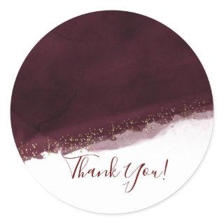 Black Cherry Watercolor Gold Modern Elegant Favor Classic Round Sticker