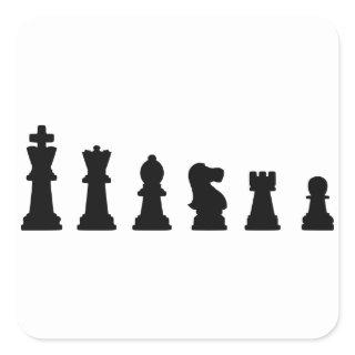 Black chess pieces on white square sticker