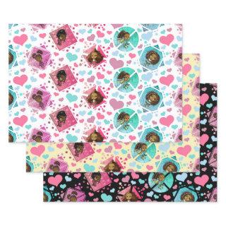 Black Chibi Girls with Hearts Three Sets of  Sheets