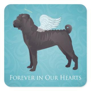 Black Chinese Shar Pei Pet Memorial and Sympathy Square Sticker