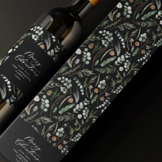 Black Christmas minimal elegant botanical Wine Box