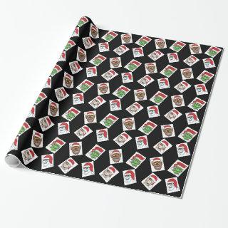 Black Christmas Monsters Gift Wrap Paper